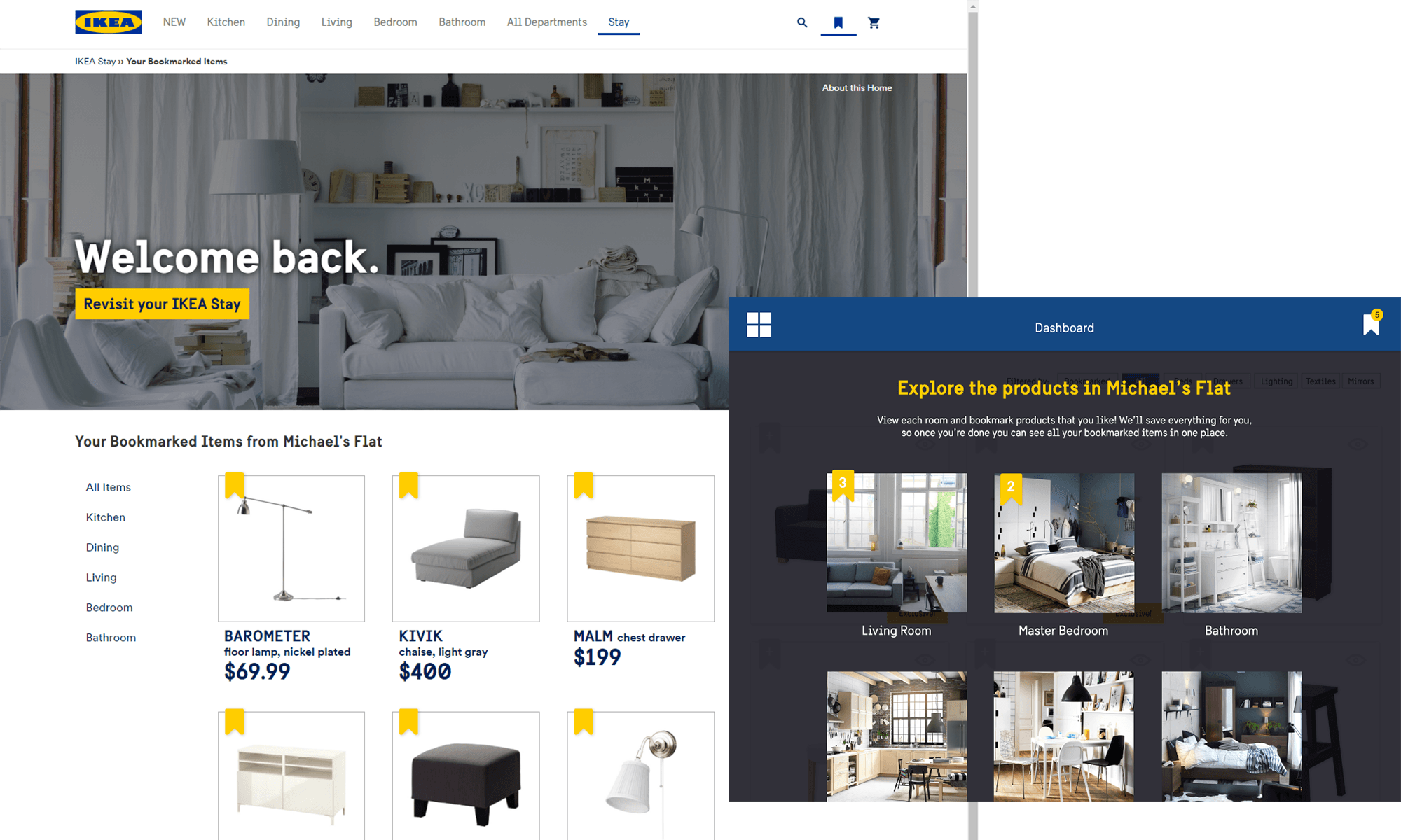 Screens of IKEA Stay