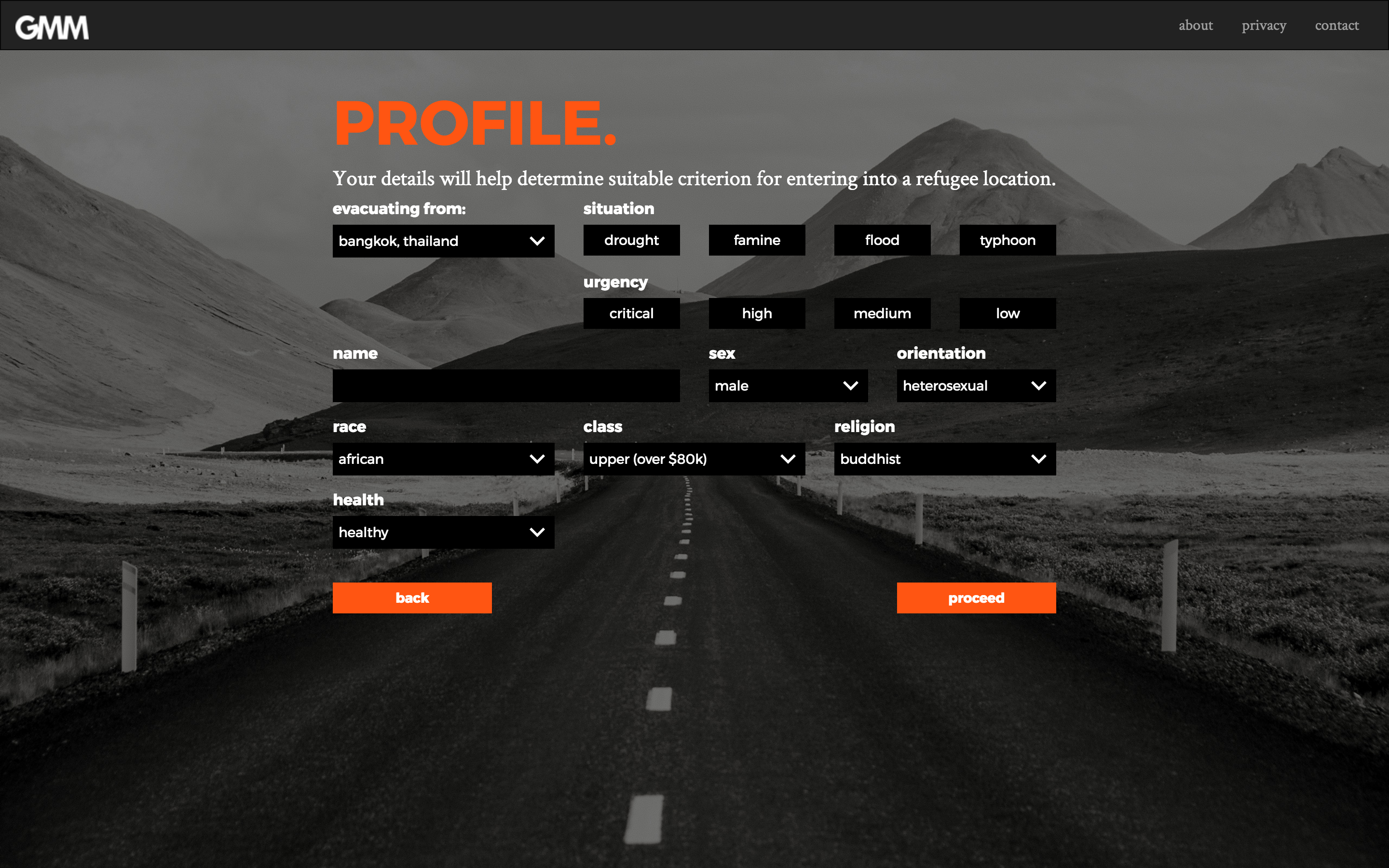 GMM prototype - profile disclosure page